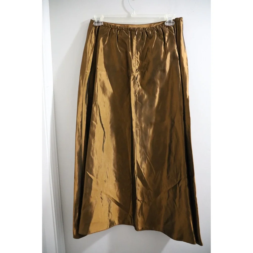 Coldwater Creek Floral Velvet Top & Bronze Taffeta Maxi Skirt Set‎ P16 PXL NEW
